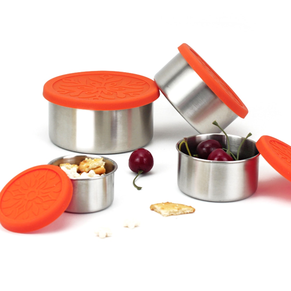 Edelstahl Frische Schüssel Lunchbox Snack Lagerung Container mit Silikon Deckel