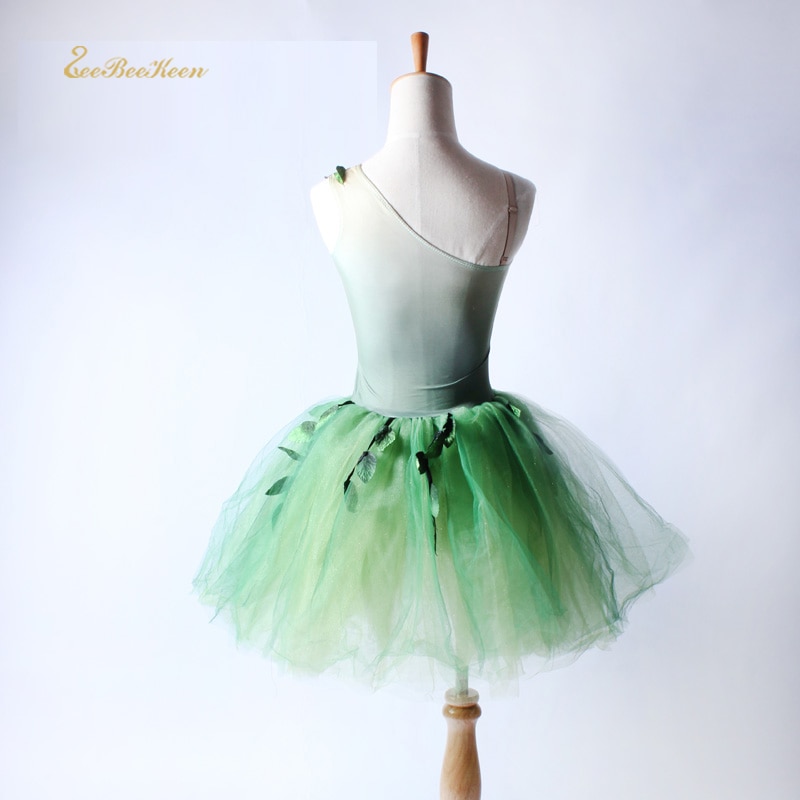 Piger klassisk ballerina lang tutu grønne blade balletdans kjole stor ballet show dans kostume voksen balletdans tøj
