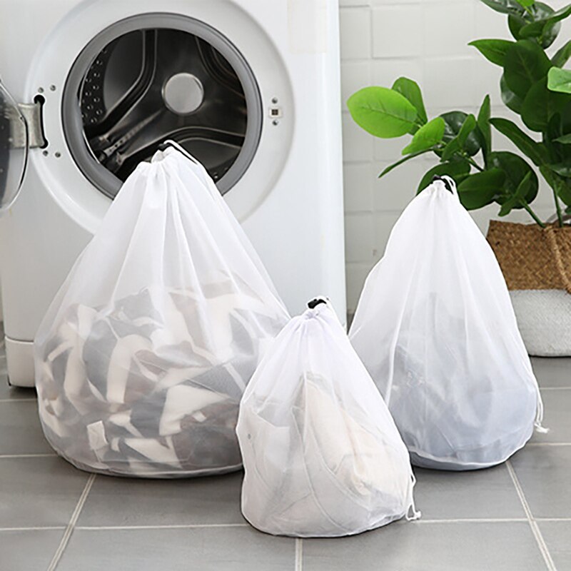 Mesh Laundry Bag Drawstring Washing Machine Laundry Bag Underwear Bra Socks Wash Net Large Capacity Clothes Storage Pouch