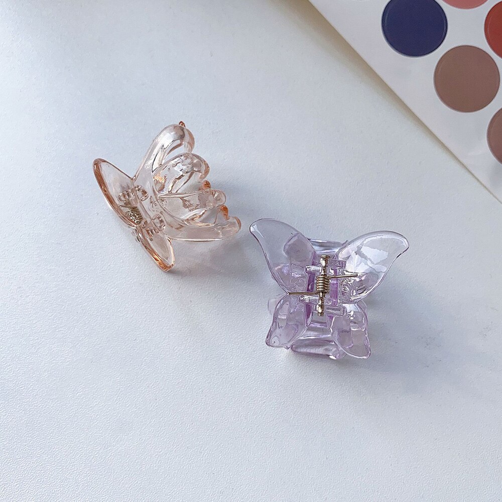 7 farver mini sommerfugle hår klo krabbe clips hovedbeklædning ,1pc koreansk stil kvinder piger gennemsigtig sommerfugl hår klo