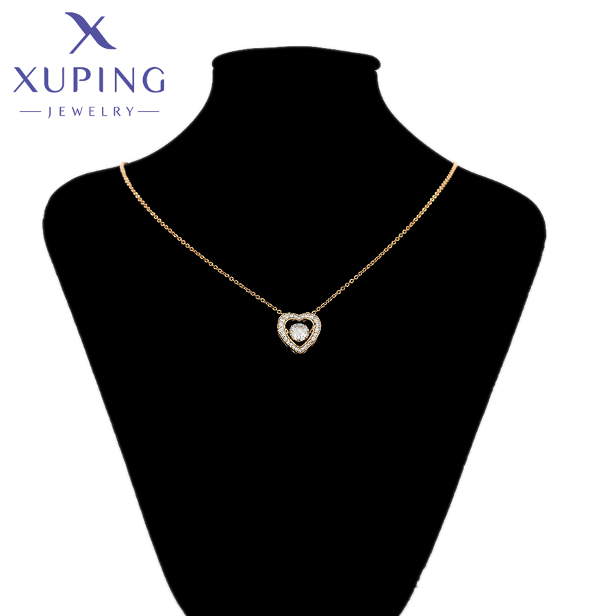 Xuping bijoux charme pierre coeur romantique pendentif collier de couleur or femmes exquis saint valentin X 000876024