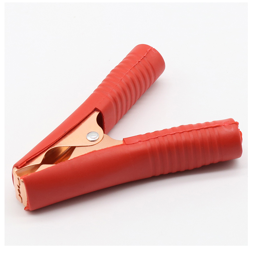 100A Copper Car Battery Electric Clip Alligator Clips Auto Crocodile Clamp Black Negative Red Positive Alloy Pliers 12V 24V 50A