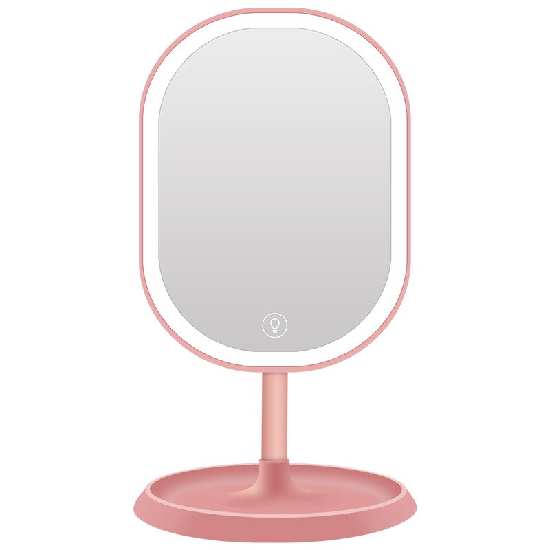 Miroir de maquillage à Led lumineux intelligent à trois tons avec lampe de bureau lumière supplémentaire de maquillage petit miroir: Rose