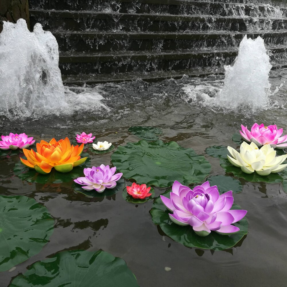 5 stk kunstig flydende åkande eva lotus blomster dam dekor 10cm ( rød / gul / blå / lyserød / lyserød)