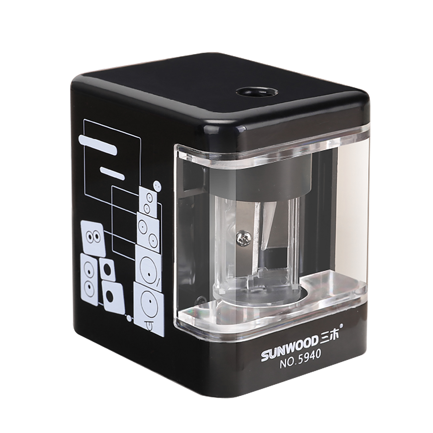 Sacapuntas eléctrico portátil, sacapuntas automático con batería o funciona con USB para estudiantes, suministros escolares para oficina en casa: black