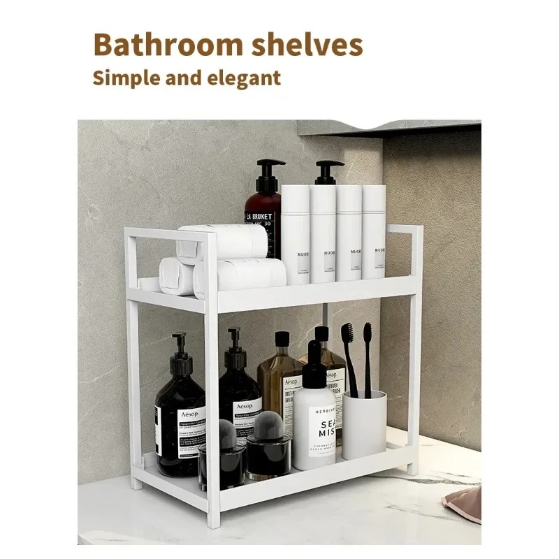 Double Desktop Storage Rack Kitchen Organizer Bathroom Countertop Perfume Cosmetics Shelf Dresser Rack