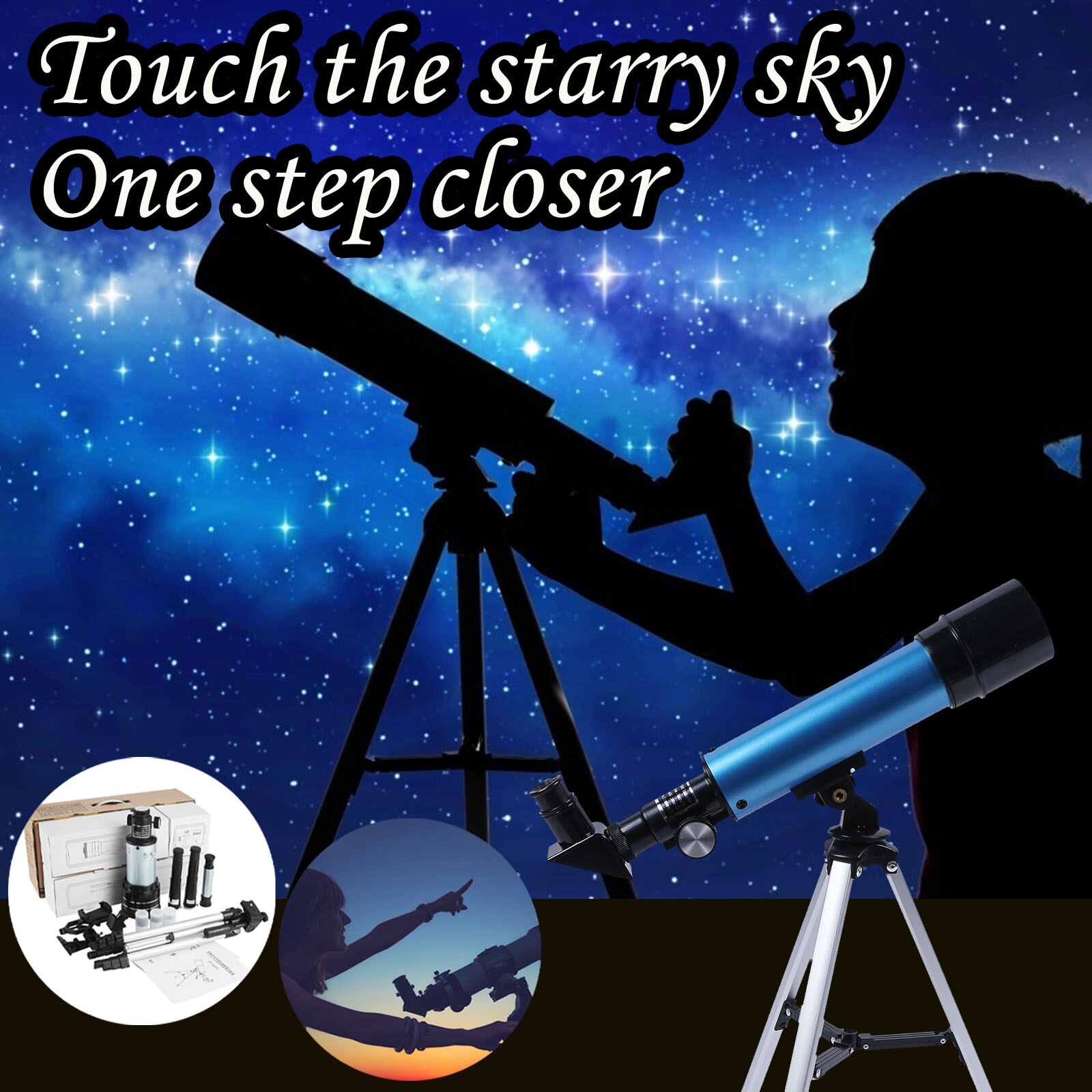 F36050 Telescope Astronomical Monocular With Tripod Refractor Spyglass Zoom High Power Powerful For Astronomic Space
