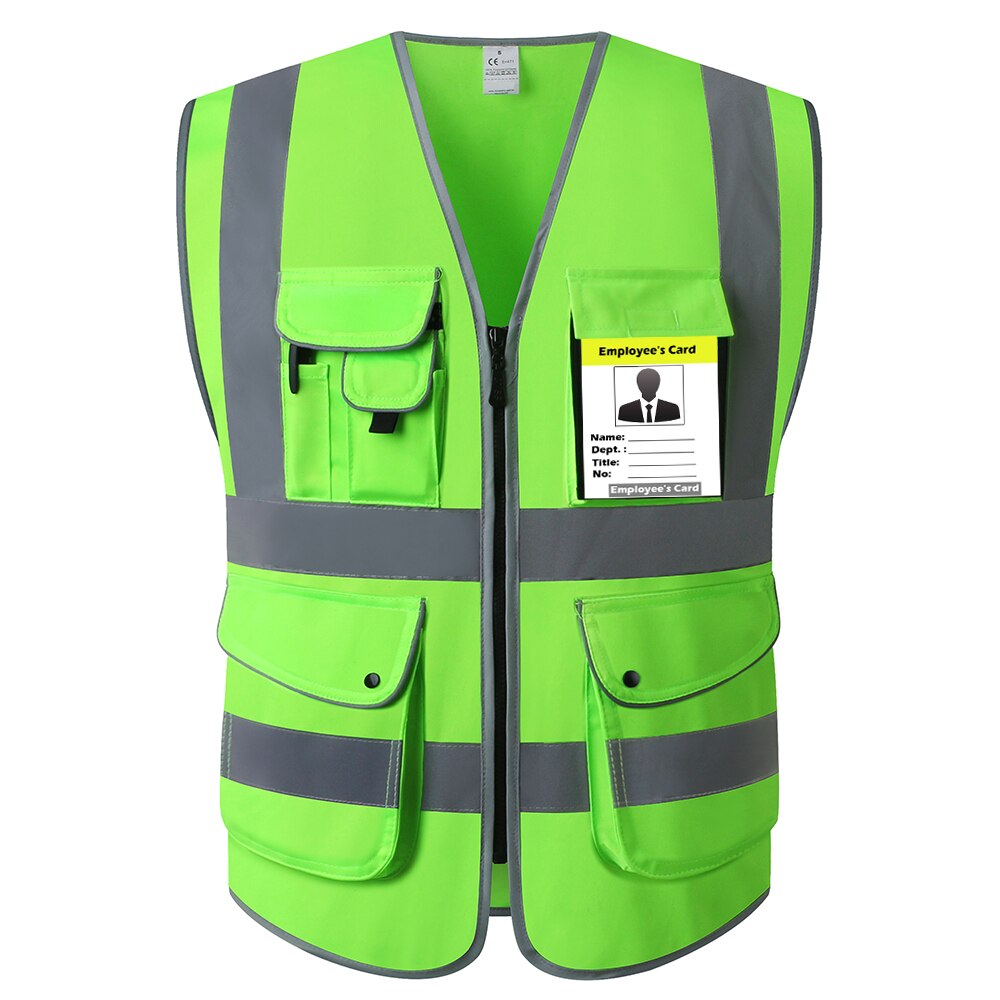 Construction Safety Vest Reflective Work For Men Women Hi Vis Vest With Reflective Stripes Safety Vest Pockets And Zipper: Green / M-Chest 120cm