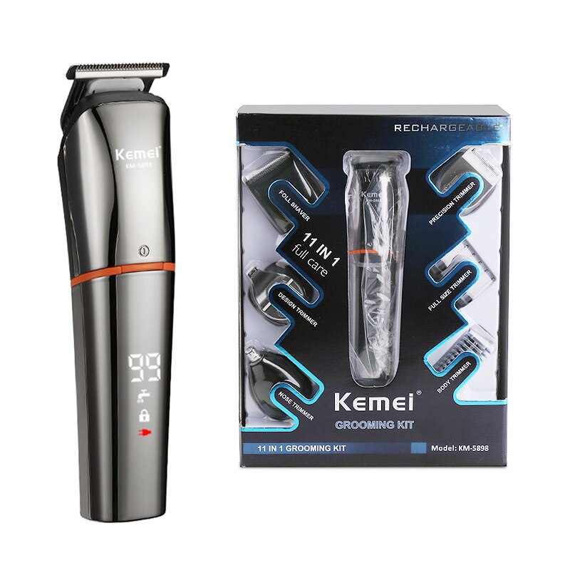 Kemei Profissional Tondeuse Cordless Tondeuse Mannen Baard Trimmer Geluidsarme Scheerapparaat: with box