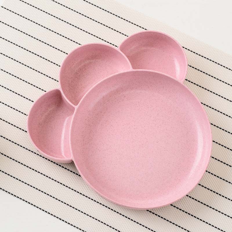 Bebê infantil comida tigela pratos de frutas bonito dos desenhos animados almoço bandeja crianças prato de mesa: Pink 4 Grids Bowl