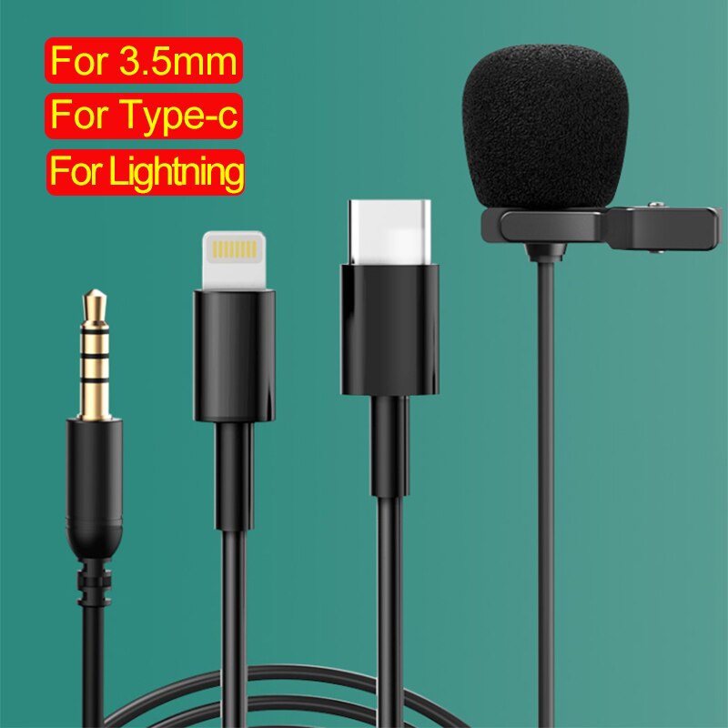 Mini Microfoon Clip-On Revers Lavalier Microfoon Voor Iphone Voor Bliksem Type C 3.5Mm Microfone Voor Huawei Xiaomi opname Microfono