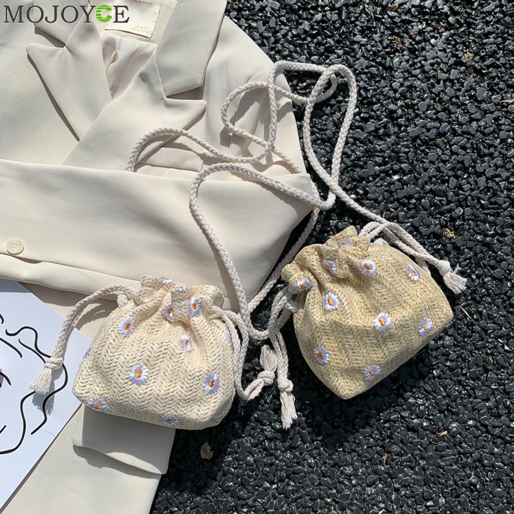 Handgemaakte strogevlochten emmertassen rotan dames zomer strand reis schoudertassen strand crossbody tassen geweven boodschappentassen