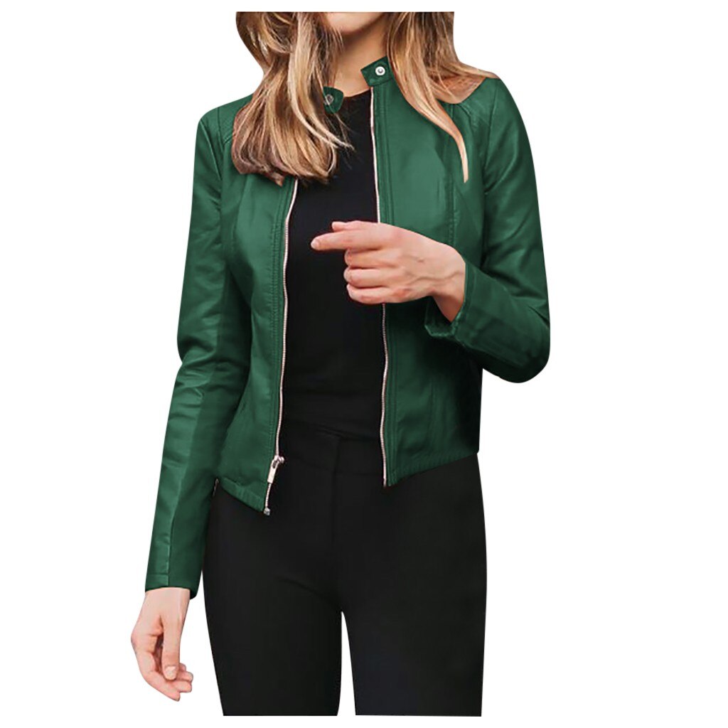 Women Blazer Formal zipper Jacket Women Long Sleeve Open Front Short Cardigan Casual Suit Blazer Coat Top#G40: Green / XL