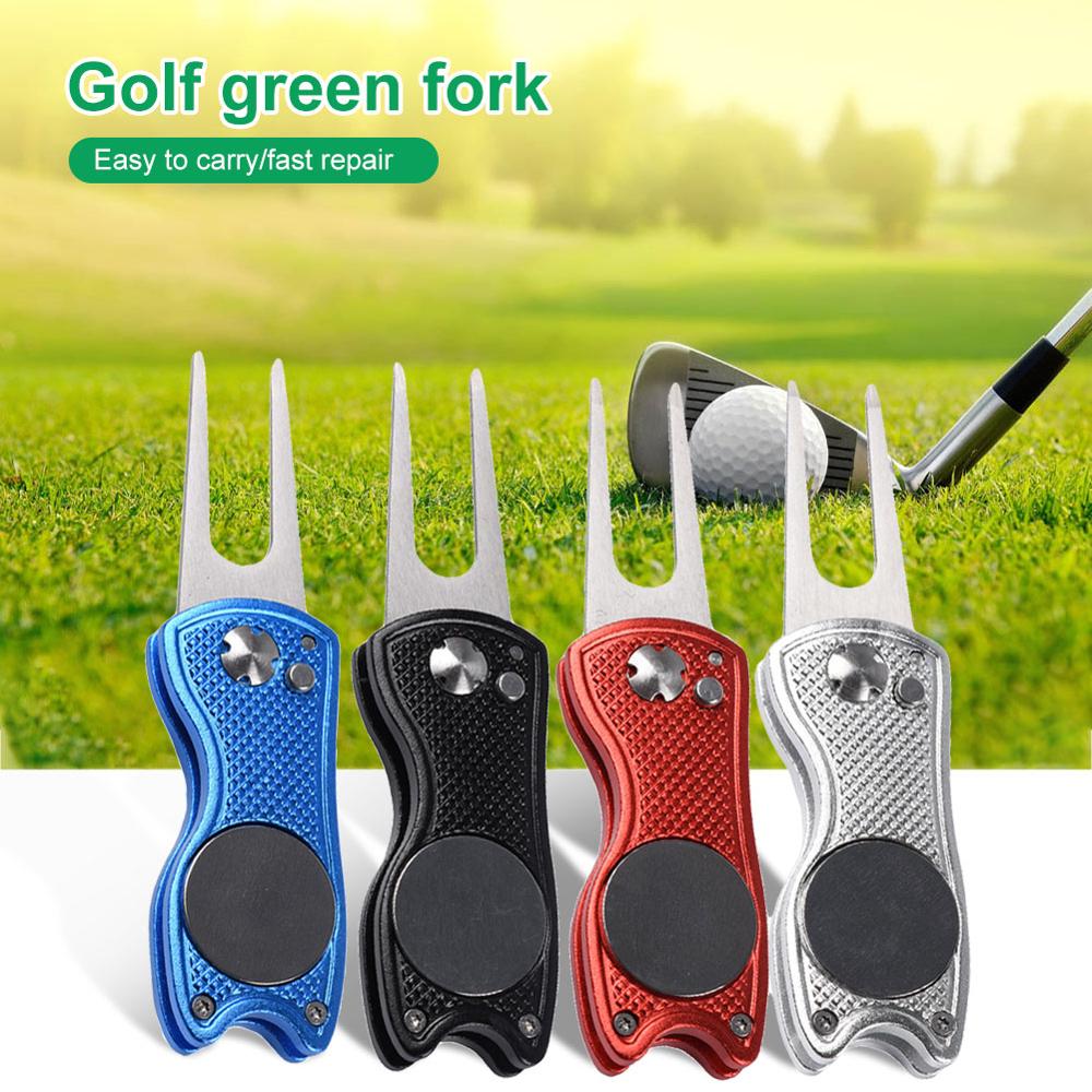 Mini Opvouwbare Golf Pitchfork Met Golfbal Tool Pitch Groove Cleaner Golf Training Aids Golf Accessoires Putting Green Vork