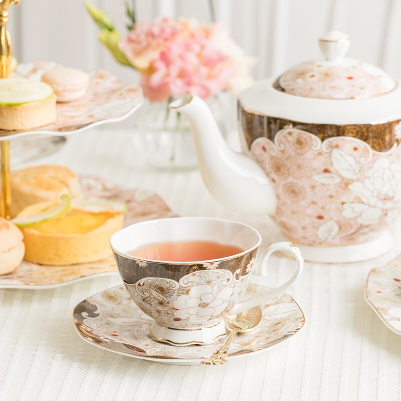 EECAMAIL British Afternoon Tea Set Home Coffee Cup Luxury Exquisite Bone China Coffee Set Ceramic Valentine's Dessert Plate