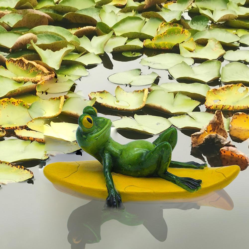 Statue de grenouilles flottantes en résine, Sculpture de grenouille mignonne créative pour étang de jardin en plein air décoratif pour décoration de jardin de bureau à domicile 2022