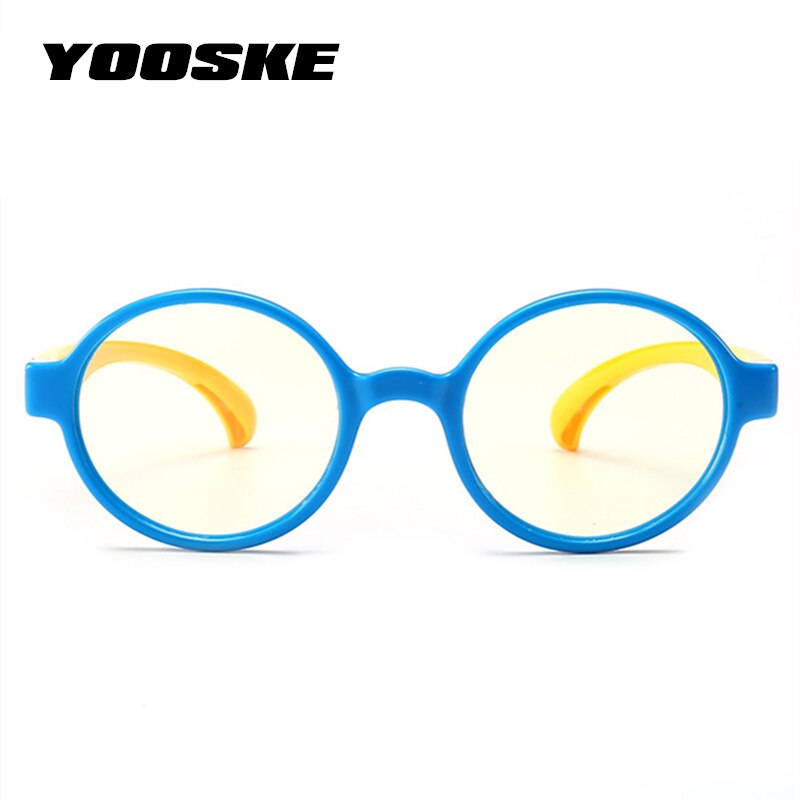 Yooske børn anti blå lys brille ramme børn  tr90 silikone optiske briller dreng pige fleksible runde briller beskyttende
