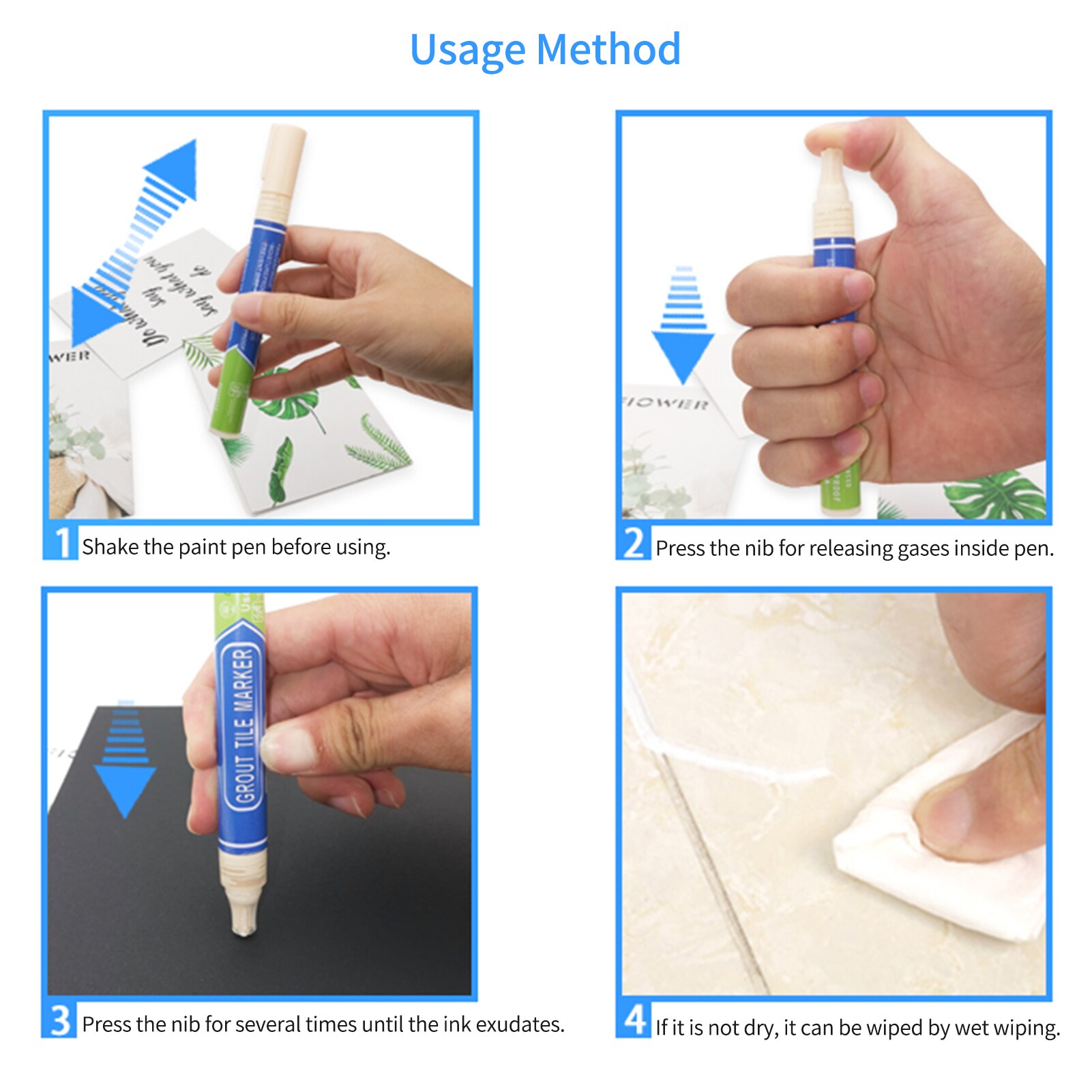 Grout Pen Water Based Tile Grout Paint Pen Renew Repair Marker Tile Gap Line Coating with Replacement Tip Waterproof