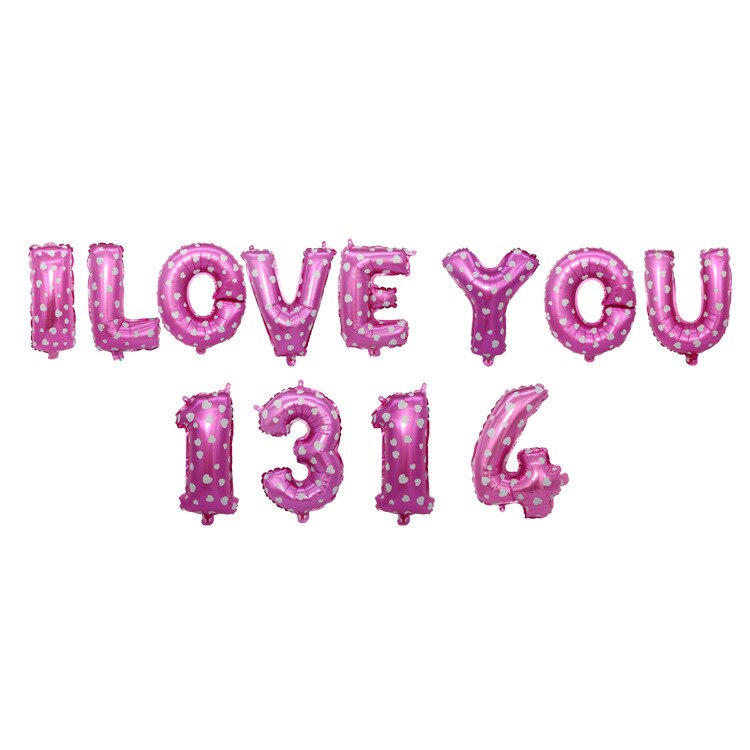 I Love You Ballon 16Inch I Love U 1314 Brief Ballonnen Wedding Party Decoratie Arrangement Aluminiumfolie Ballonnen: Pink