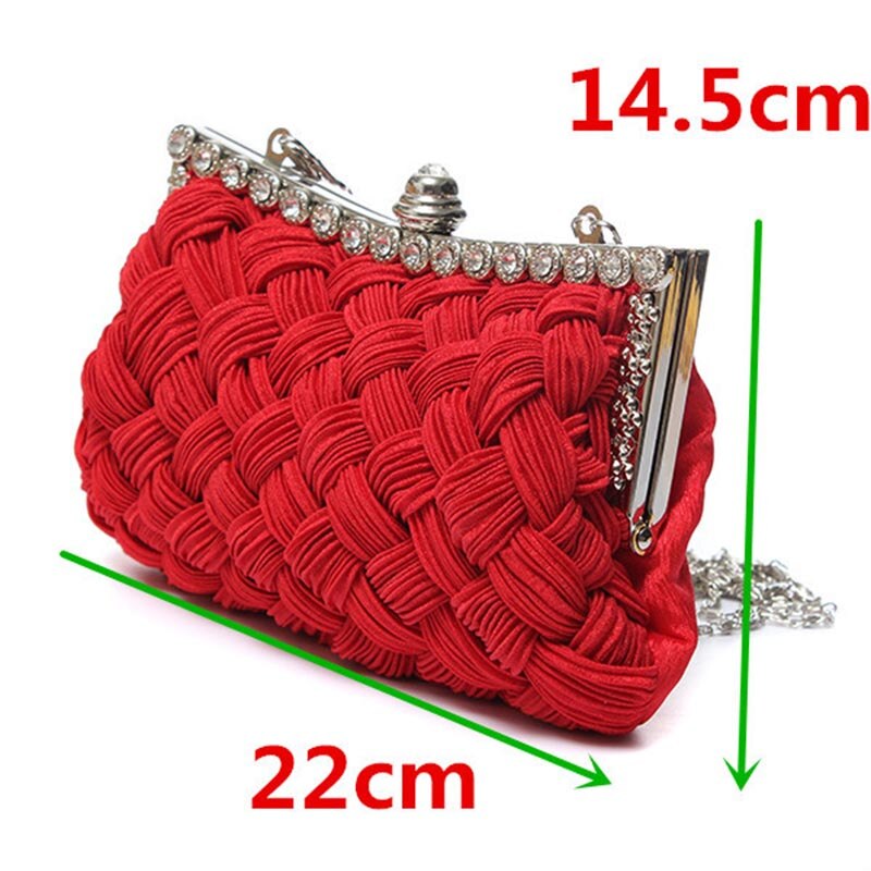 Satin Crystal Knitted Clutch Women Charm Handbag Party Accessories bolsa feminina 30