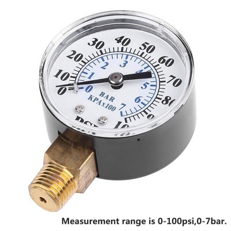 Pressure Tester Gauge Tools 0-100 Psi 0-7Bar 1/8 Inch Npt Face Side Mount Pressure Gauge Dial Air Compressor Meter Hydraulic