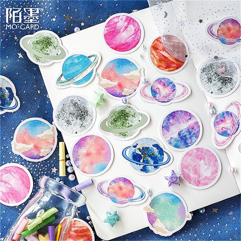 Kawaii planète mémo bloc-notes décoration autocollant coloré brillant bricolage Scrapbooking autocollant belle bloc-notes fournitures scolaires