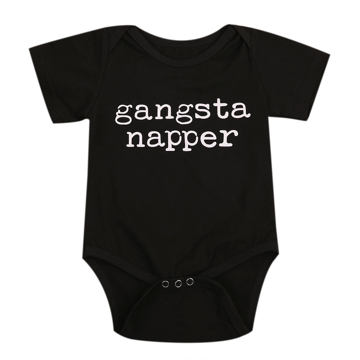 Gangsta Napper Katoen Baby Baby Boy Romper Zwarte Korte Mouw Jumpsuit Kleding Outfits Sunsuit Ondersteuning: 12m