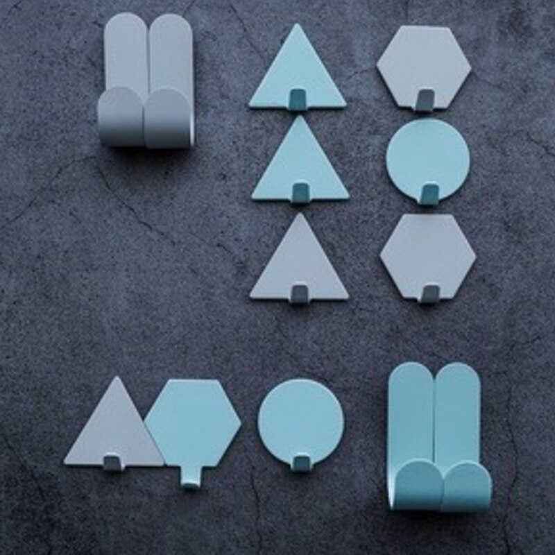 4 st/set gratis punch geometri väggkrok smidesjärn liten krok dekoration minidörr starka klibbiga krokar badrum