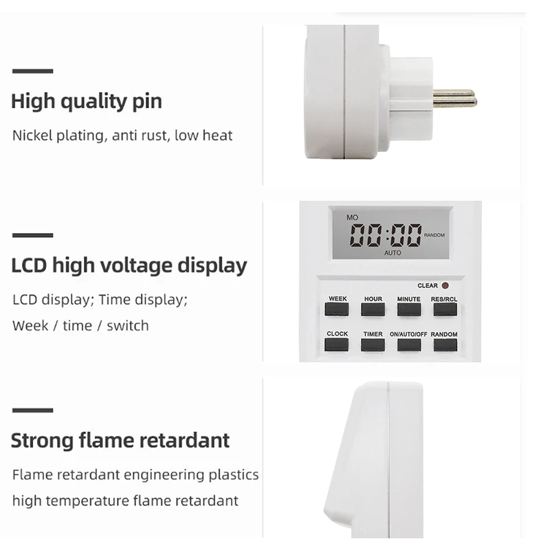 Digital Timer Switch 24 Hour Programmable Control Timing Socket Kitchen Timer Outlet Electronic Timing Socket EU UK US AU Plug
