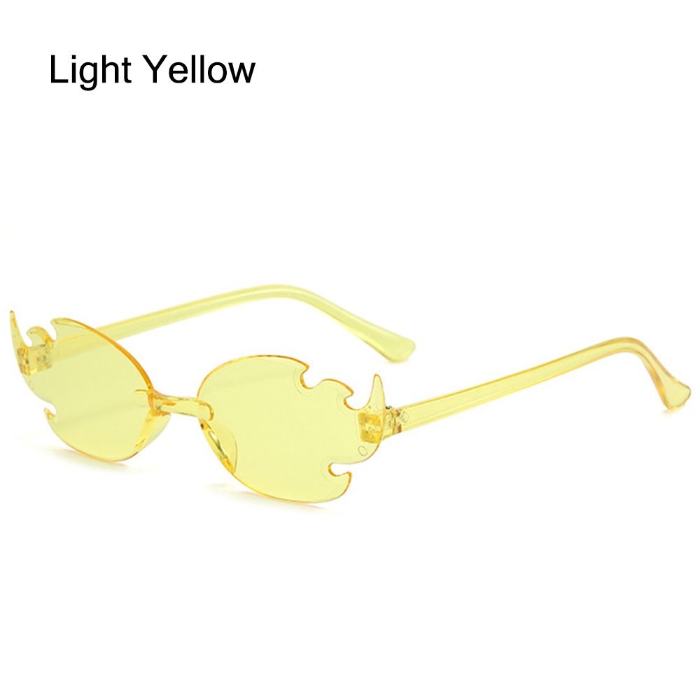 Gafas de sol coloridas con forma de llama de fuego, gafas de sol divertidas sin montura, gafas de Cosplay de para mujeres y hombres: Blanco