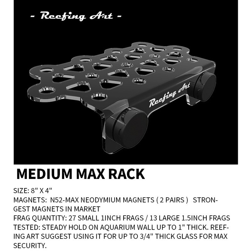 DW Aquarium REEFING ART Super Clear Acrylic Magnetic Coral Frag Plugs Rack Holder Fish Tank For 6 - 20MM Glass Thickness: Medium Max