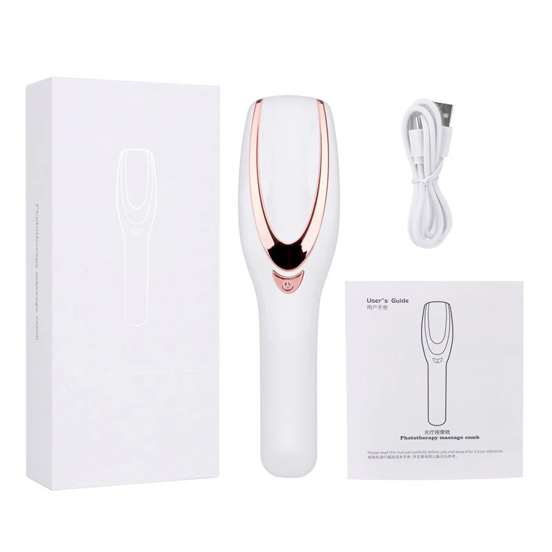 Elektrische Massage Kamm, rot und blaue Beleuchtung Haarpflege Kamm, Mikrostrom Vibration Massagegerät Instrument ,Wiederaufladbare Haarbürste: Ursprünglich Titel