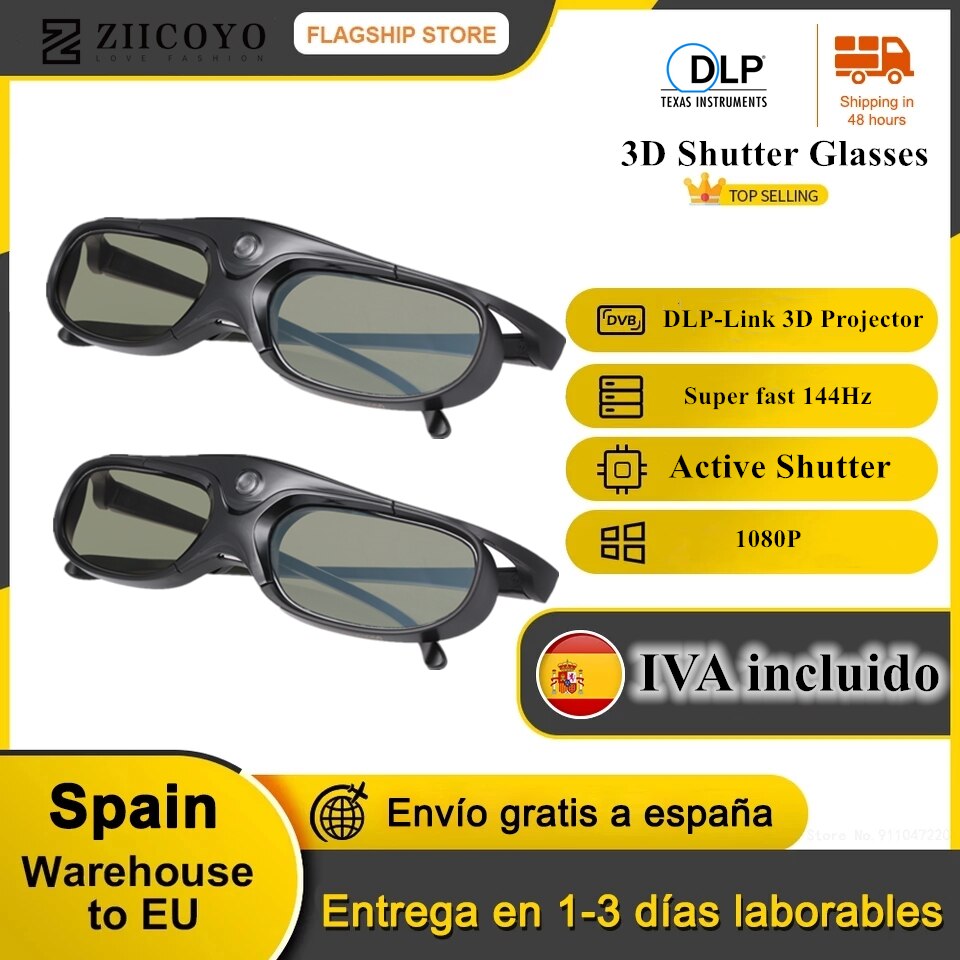 Active Shutter DLP Link 3D Glasses Compatible 96-144HZ With Optama /Acer/BenQ /ViewSonic/XGIMI DLP Link Projectors DLP 3D Ready