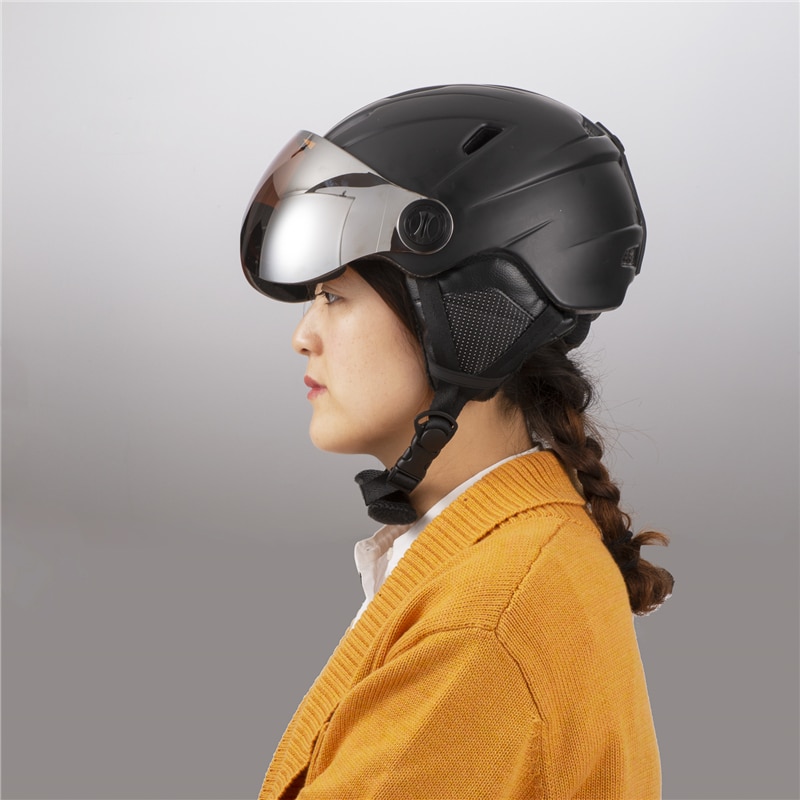 Goggles Snowboard Helmet CE Integrally Ski Helmet With Goggle Half-covered Outdoor Sports Black Skiing Helmet