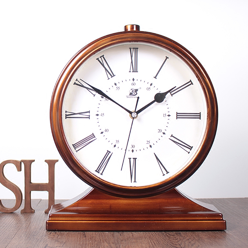 Reloj de mesa clásico retro silencioso de 12 pulgadas, reloj de sobremesa Quart, decoración creativa para el hogar, fácil de leer y funciona con batería
