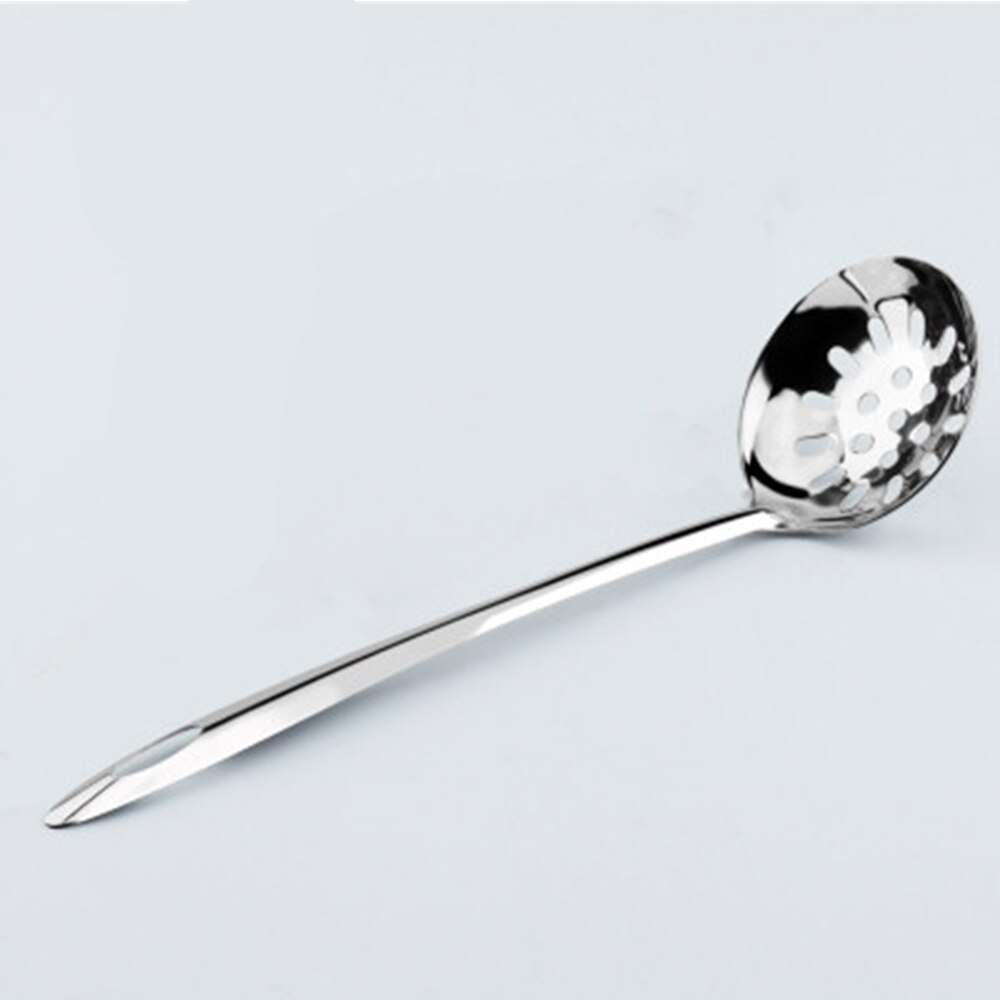Stainless Steel Spoon And Leaky Spoon Colander Pot Spoon Long Handle Kitchen Cooking Tool Slotted Ladle Soup Ladle: Large slotted spoon