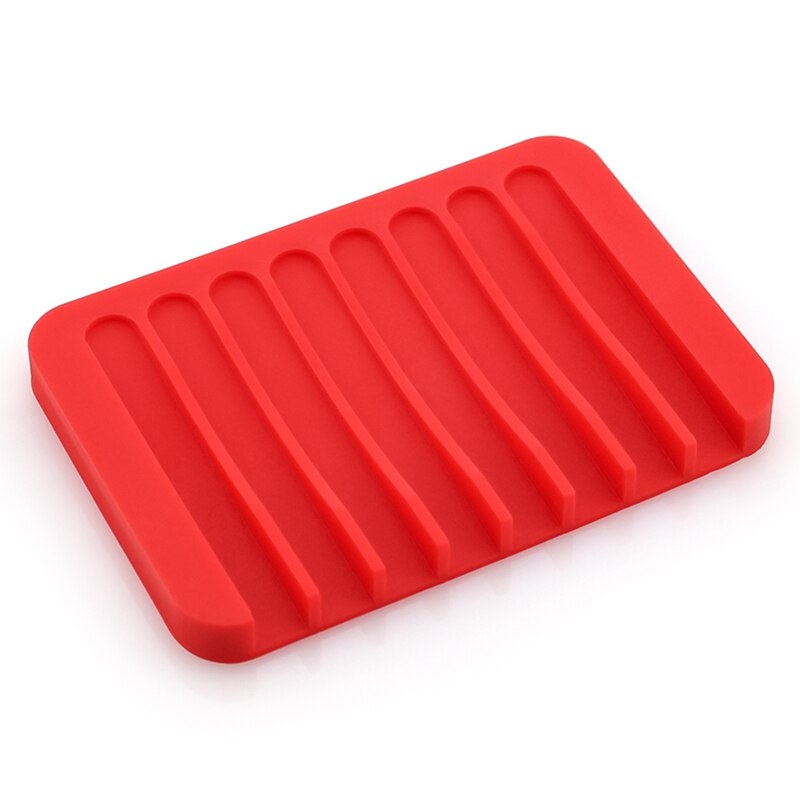 13 farver silikone fleksibel sæbeskål plade badeværelse sæbeholder sæbeboks: Rød