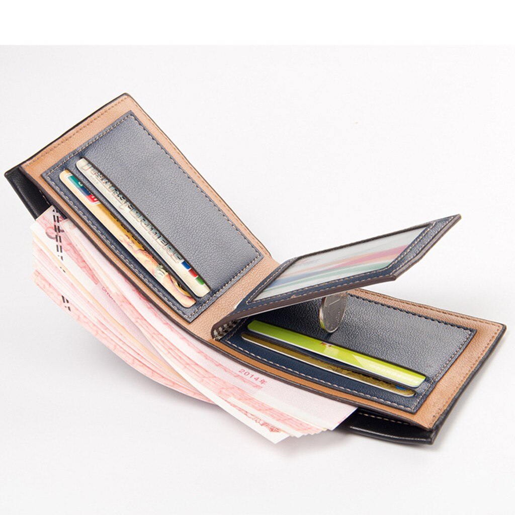 Mannen Business Eenvoudige Casual Lederen Card Cash Houder Organizer Bifold Purse carteira masculina 50