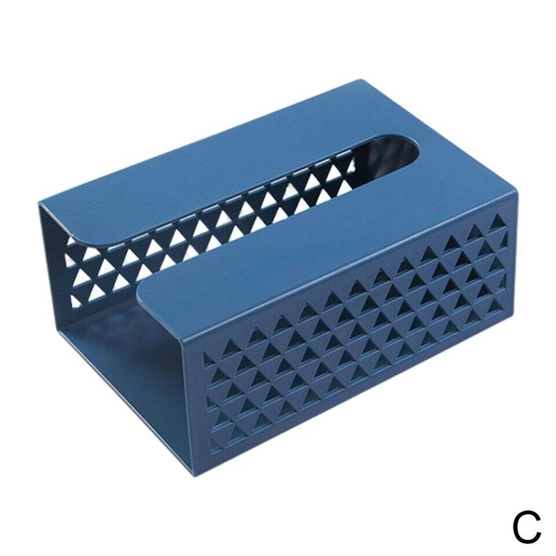 Wall Mounted Self Adhesive Plastic Tissue Box Napkin Home Paper Box Napkin Holder Towel Storage Paper Hollow Organizer: blue
