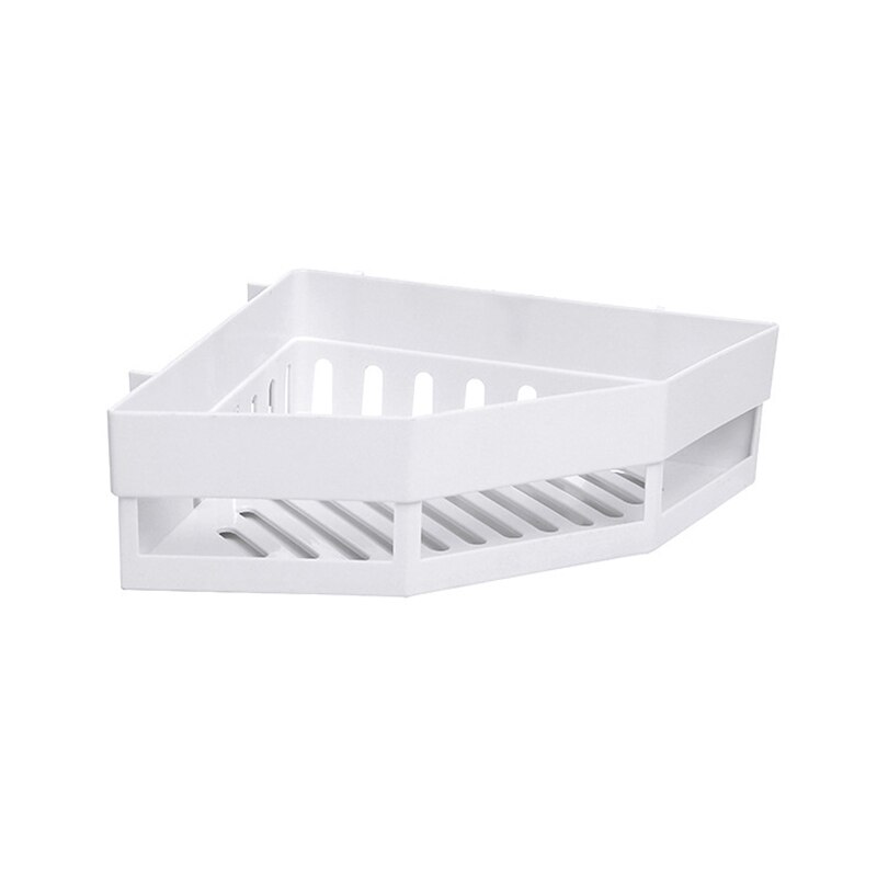 Perforation-free Corner Rack Toilet Wash Rack Seamless Wall-mounted Triangular Rack Receptacle Rack in Bathroom Accessories: White