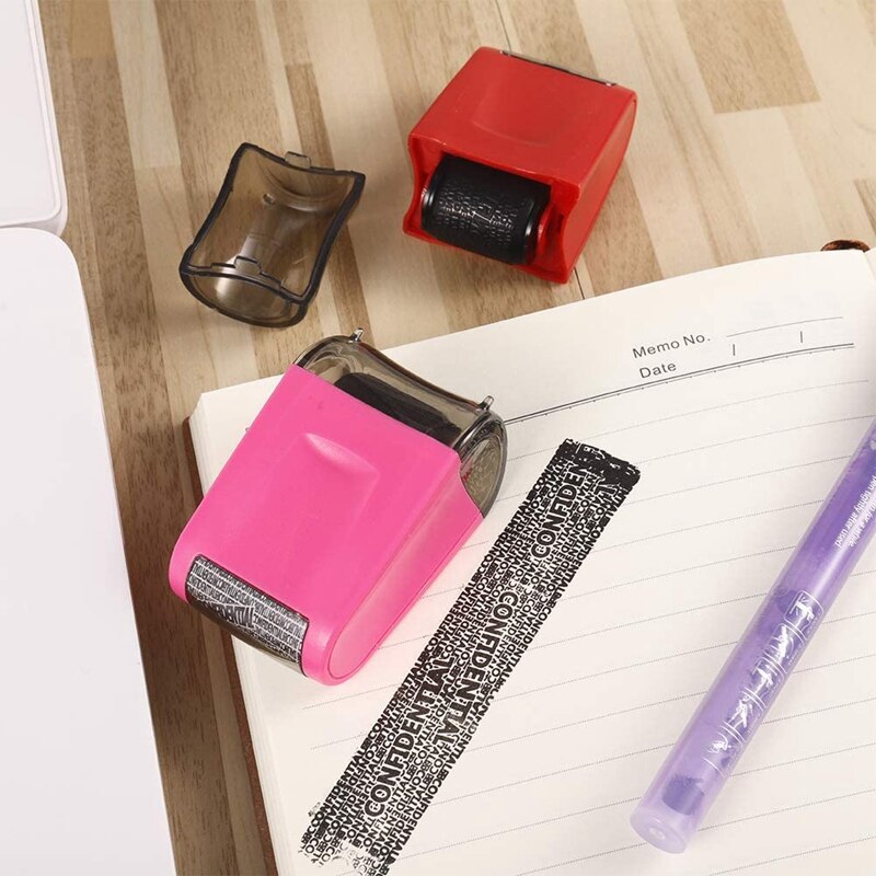 2 Pcs Identity Prevention Theft Stamp Identity Protection Guard Roller Stamp Wide Rolling Security Stamp