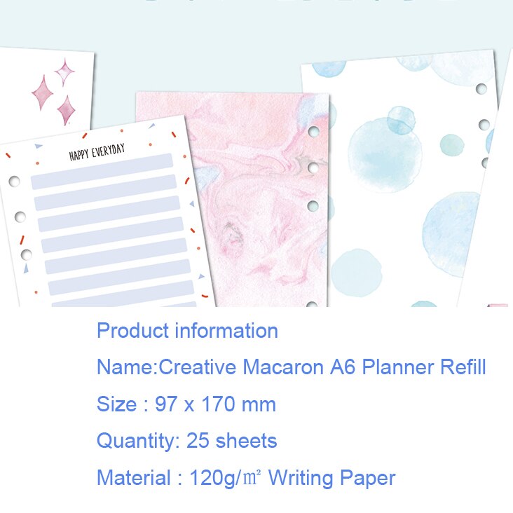 Lovedoki-papier de recharge pour agenda, planificateur coréen Dokibook, 6 trous, feuilles amples, en spirale, accessoires pour cahiers