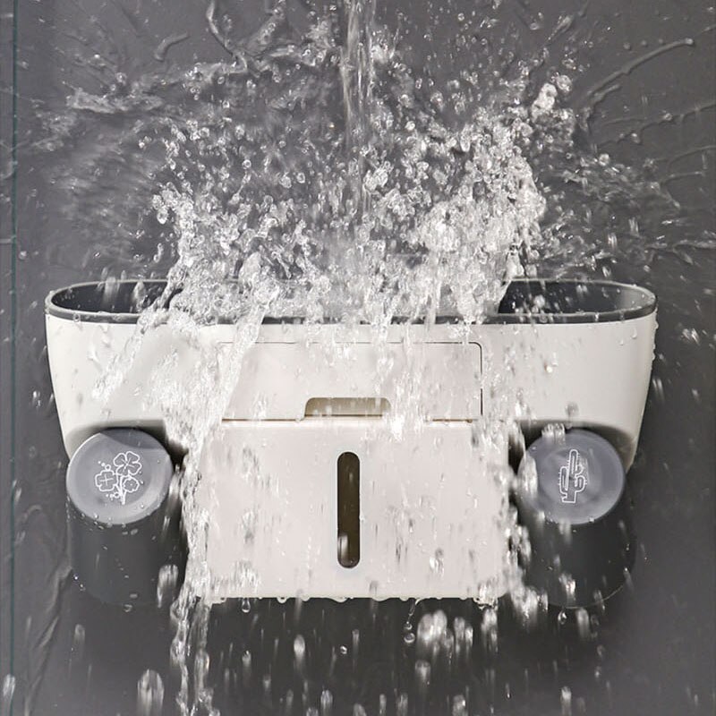 Punch-free Toothbrush Rack Porous Upside-down Draining Storage Box Toothpaste Squeezer Dispenser Bathroom Accessories