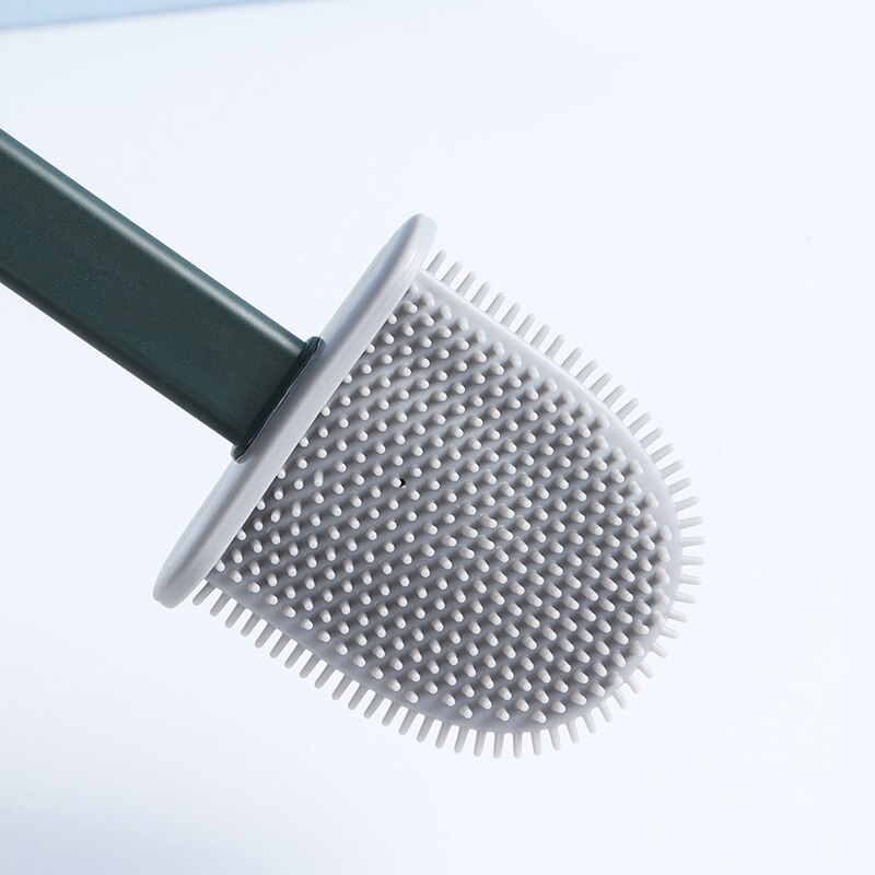 Cepillo de inodoro a prueba de fugas de agua con base de silicona, Wc, cabeza plana, cerdas suaves flexibles, juego de soporte de secado rápido