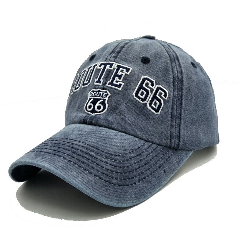 Vintage washed cotton ROUTE 66 Embroidery baseball cap hat for women men  outdoor sports caps good Hip Hop Fitted Cap