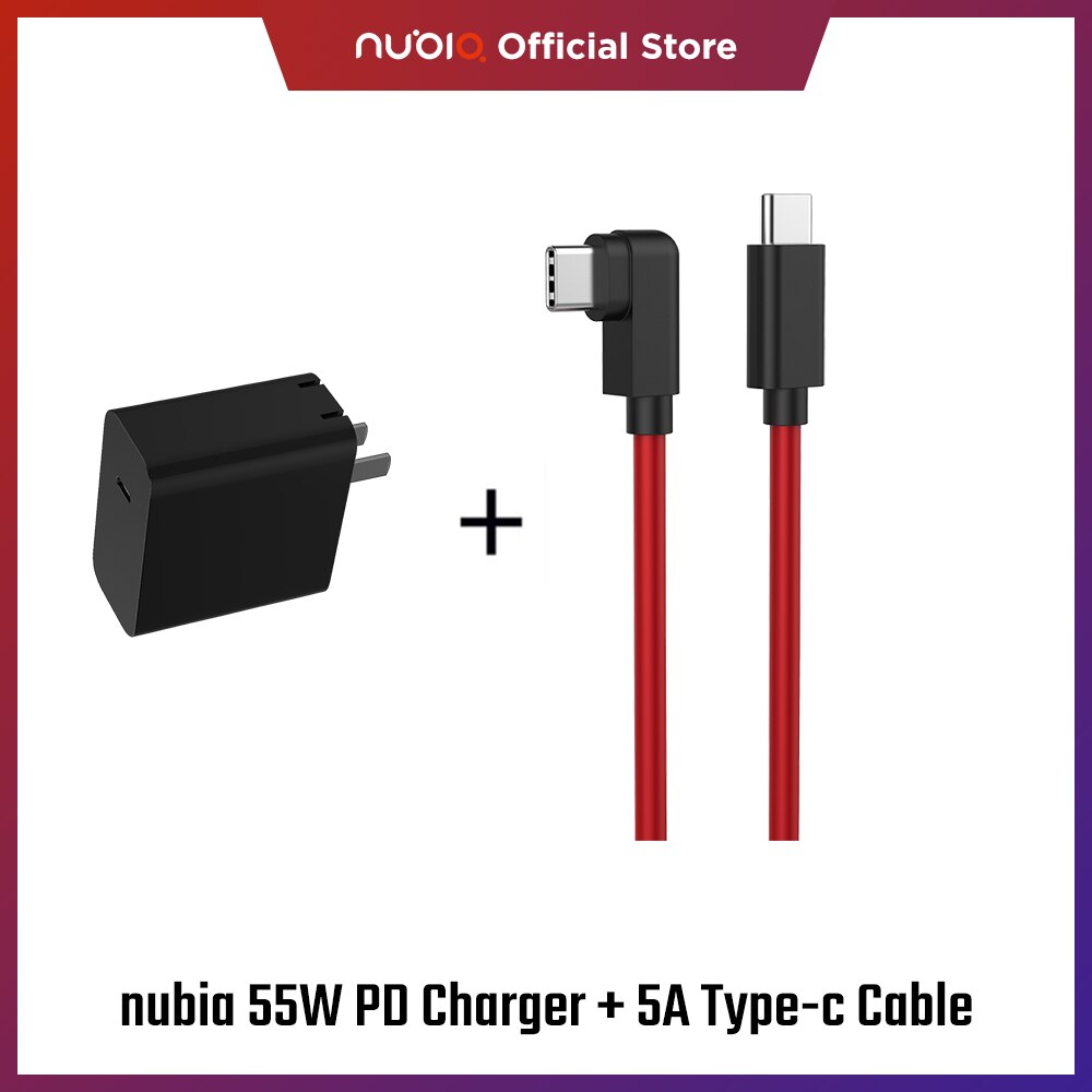 Adaptateur de chargeur rapide nubia RedMagic 55W PD d'origine pour téléphone intelligent (états-unis): Charger Type-c cable