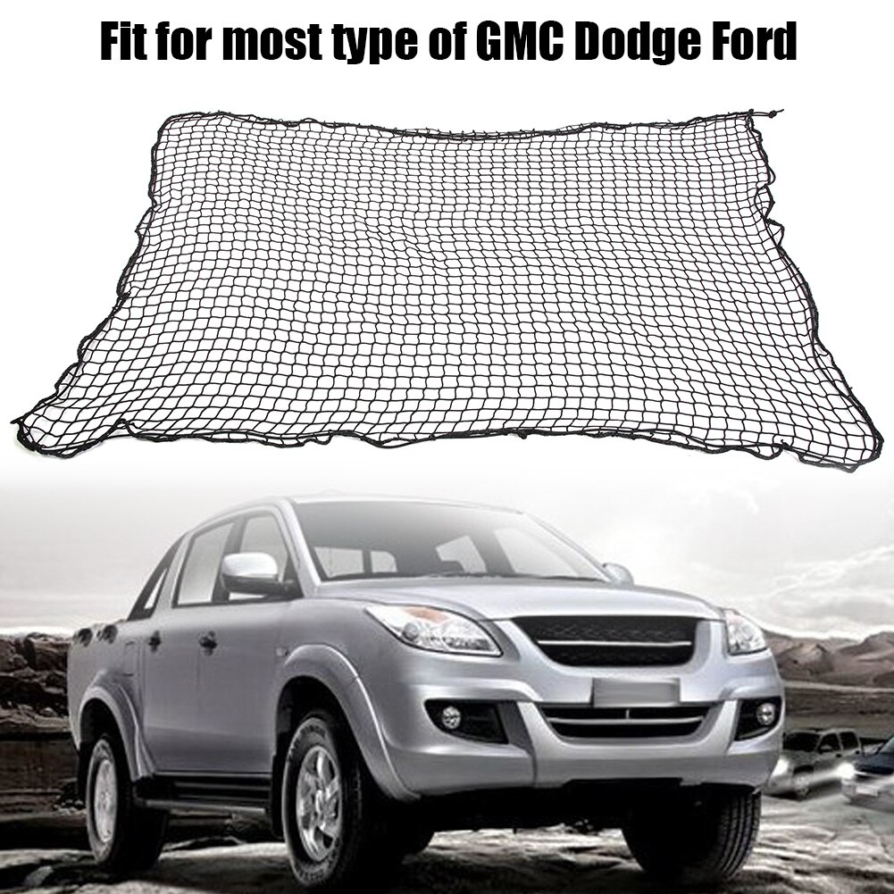 1.8M * 1.5M Pickup Truck Cargo Bagage Heavy Duty Cargo Mesh Web Zwart Nylon Vrachtwagen Bagagenet fit voor Ford GMC Dodge