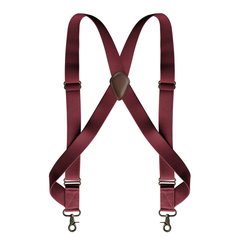 Deepeel 1Pc 3.5X125cm Mannen Jarretel X-Vormige Stretch Brede Bretels Werk Bretels Haak Gesp 2 Clips Bandjes man Jockstrap: Wine