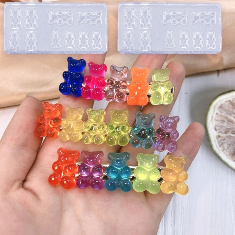 5Pc Handgemaakte Schattige Beer Nail Art Silicone Mini Gummy Bear Mold Bear Nail Art Resin Casting Mould Template Hars art Craft