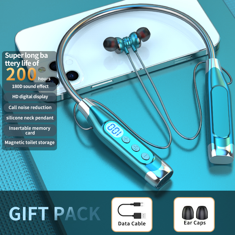 Bluetooth-Kopfhörer, kabellose Kopfhörer, magnetisch, Sport-Nackenbügel, um den Hals hängende TWS-Ohrhörer, kabelloses Bluetooth-Headset mit Mikrofon: Black